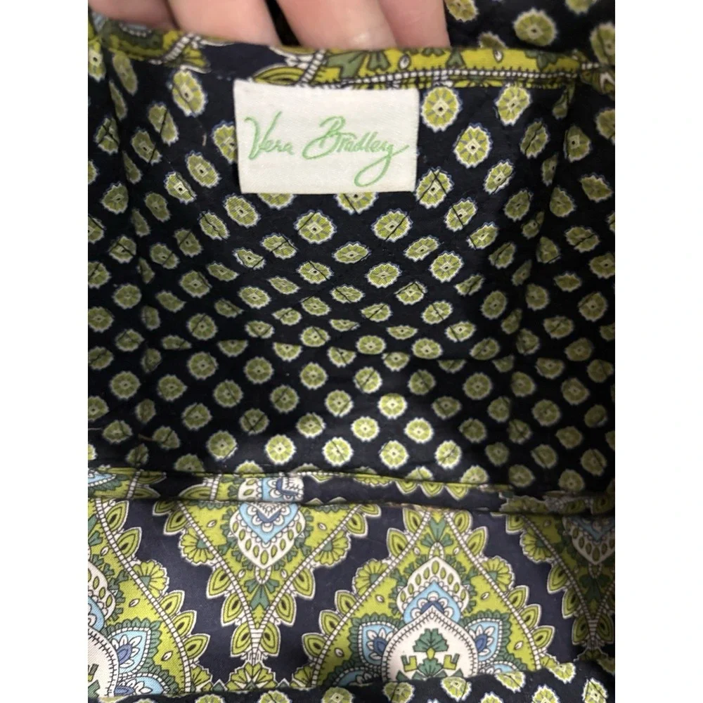 Vera Bradley Cambridge Laptop Carrier Messenger Bag Removable Strap Blue Green